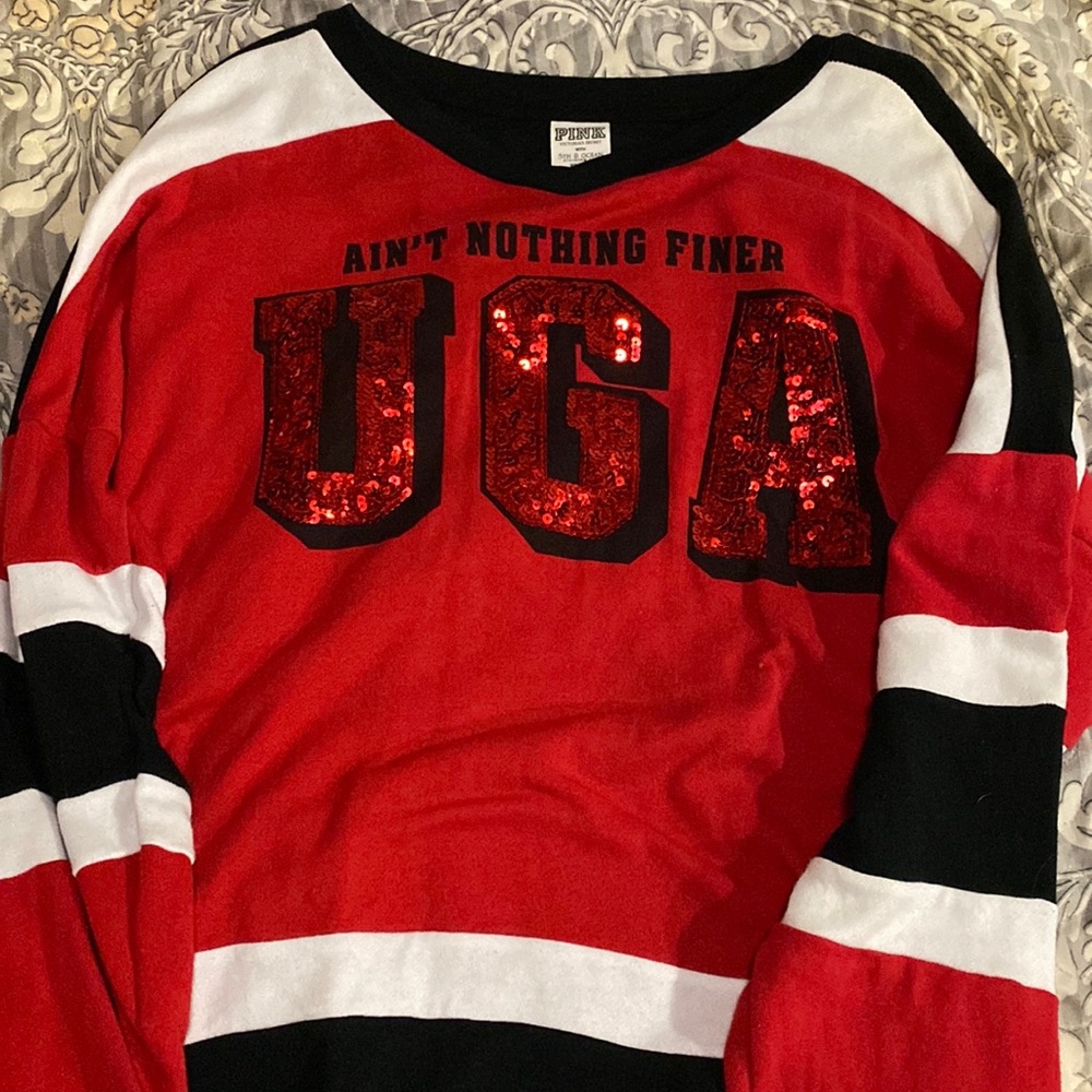 PINK UGA crew neck sweatshirt